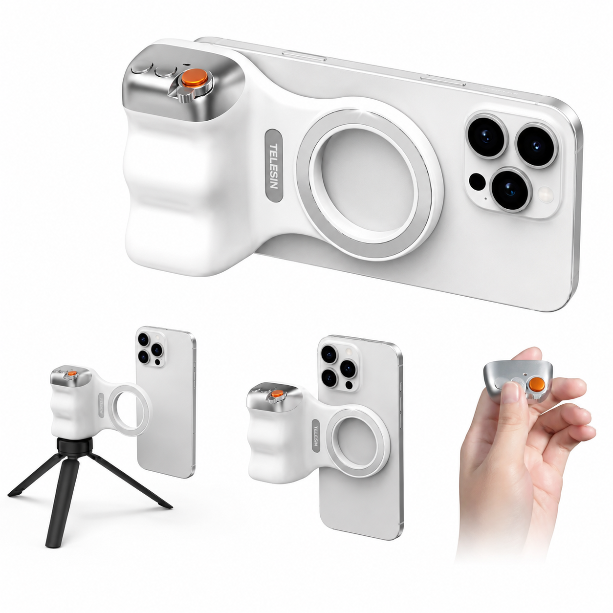 TELESIN MagSafe Camera Grip with Fill Light & Remote Shutter