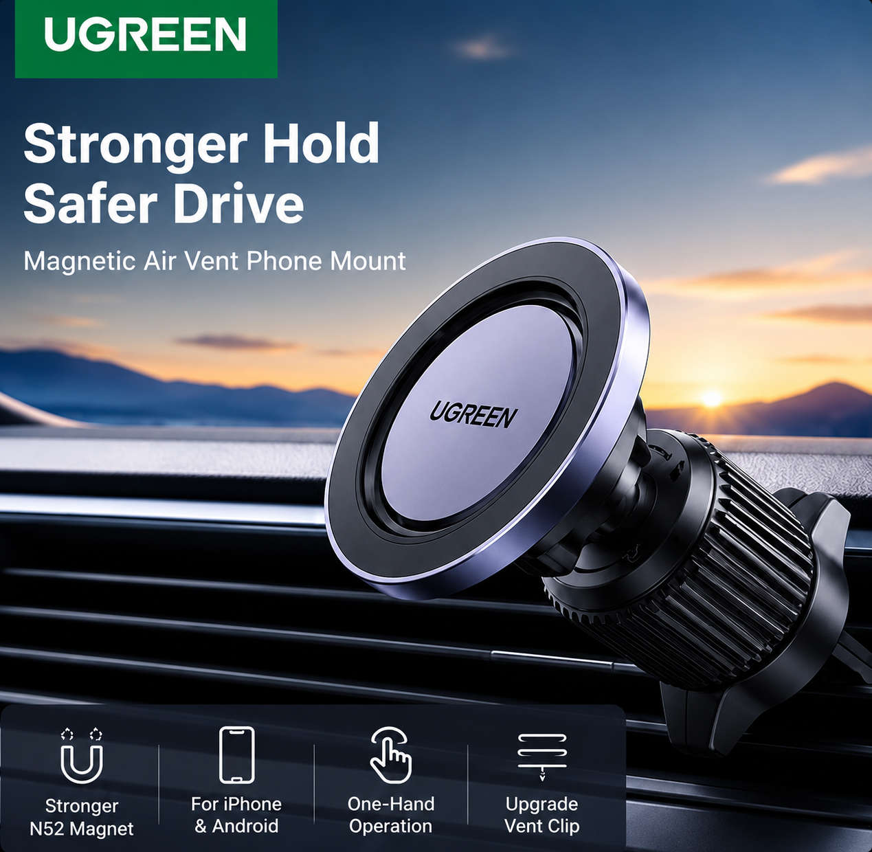 Premium MagSafe Magnetic Car Phone Holder – 360° Air Vent Mount
