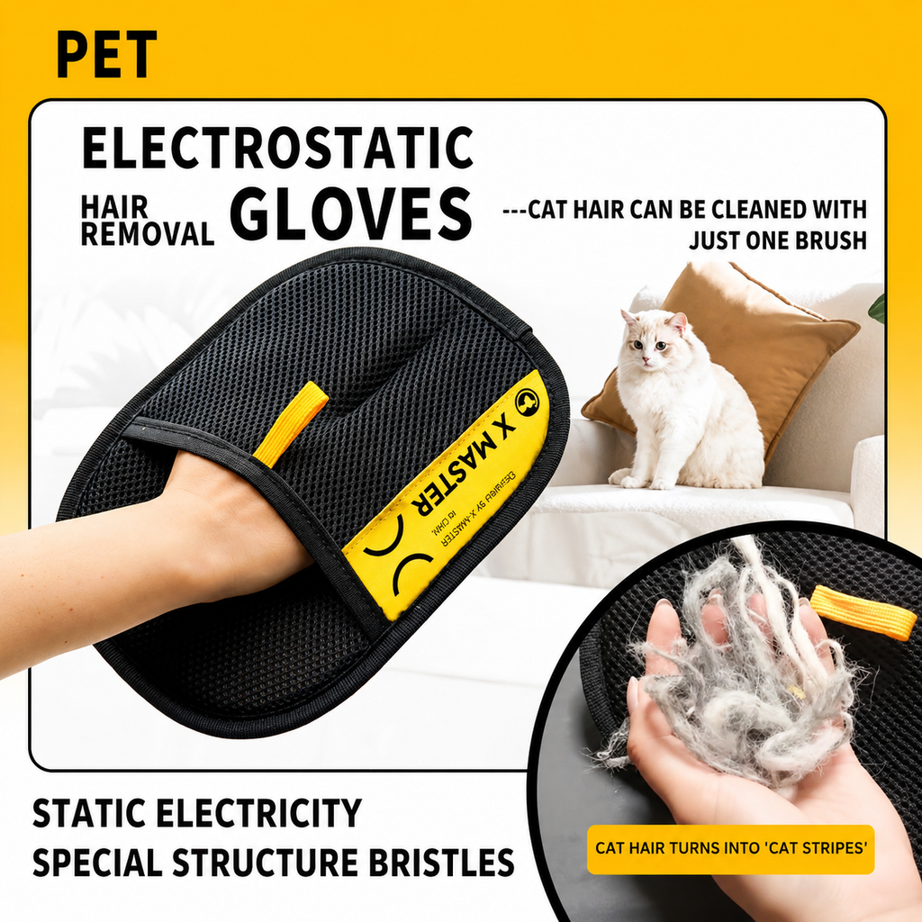 ElectroStatic Pet Hair Remover Glove – Reusable Fur & Lint Cleaner