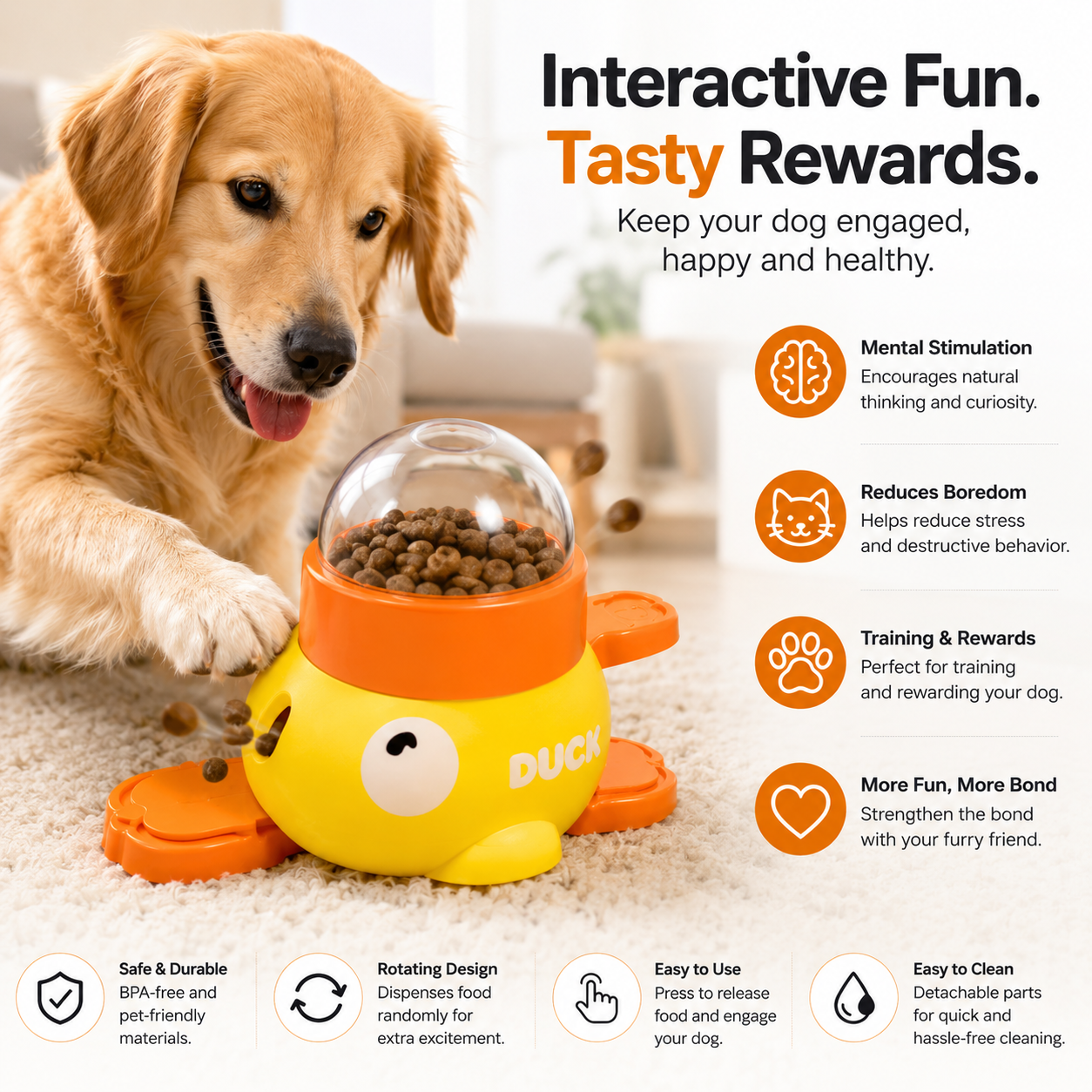 Interactive Treat Dispensing Toy for Dogs & Cats
