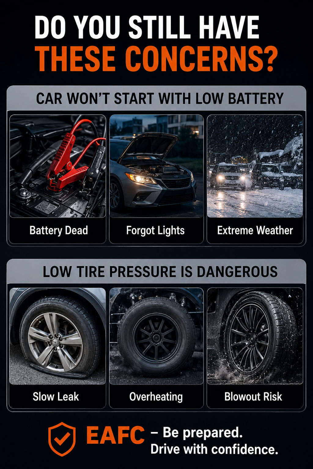 Portable 1200A Car Jump Starter with Air Compressor – 150 PSI Smart Tire Inflator