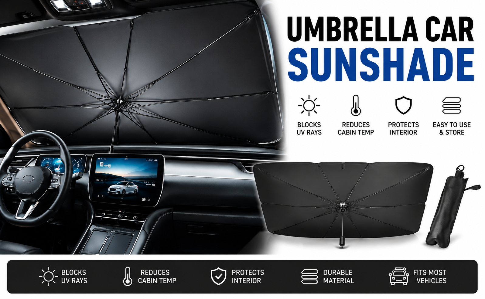 FoldShield™ Car Windshield Sunshade Umbrella