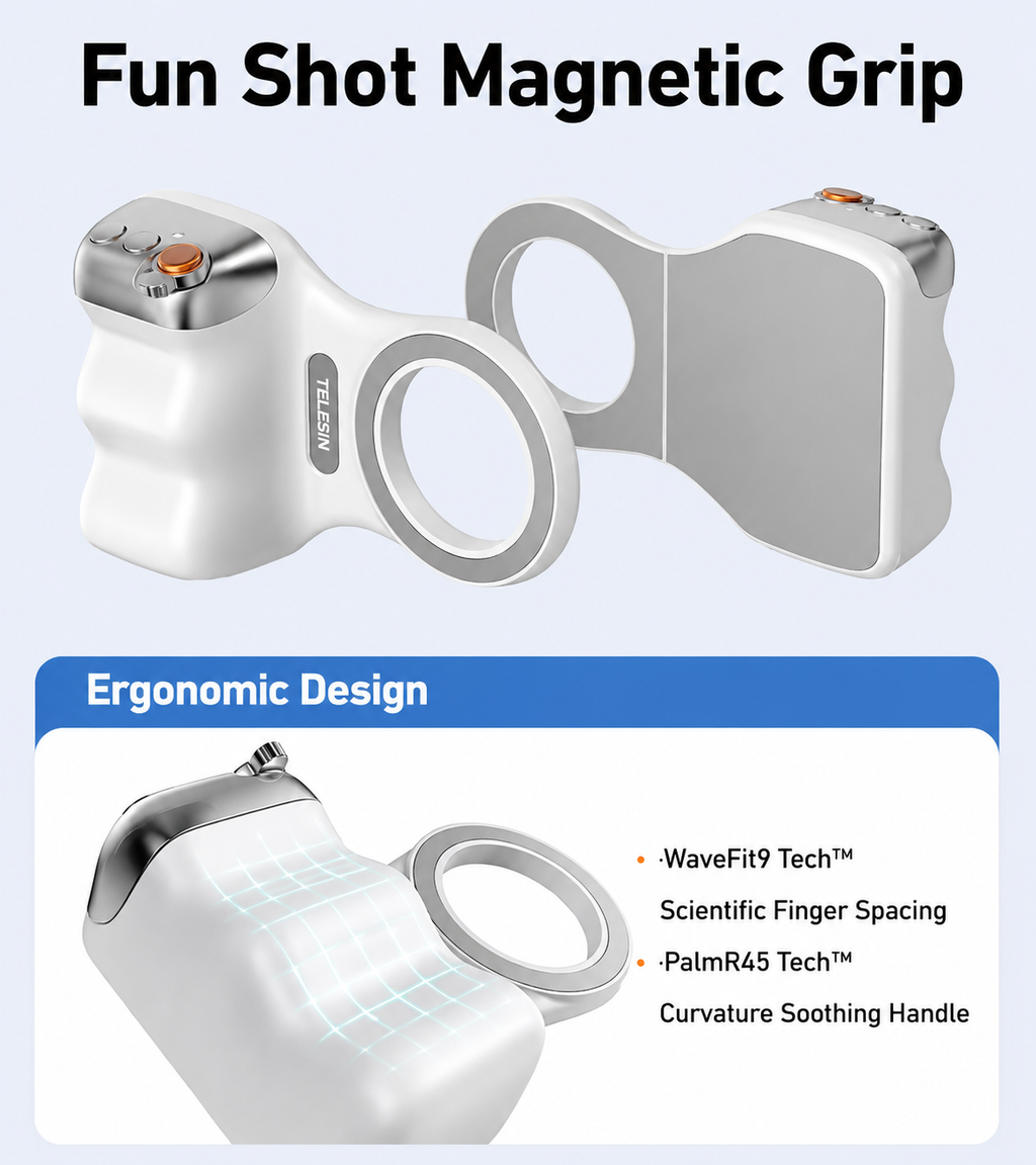 TELESIN MagSafe Camera Grip with Fill Light & Remote Shutter