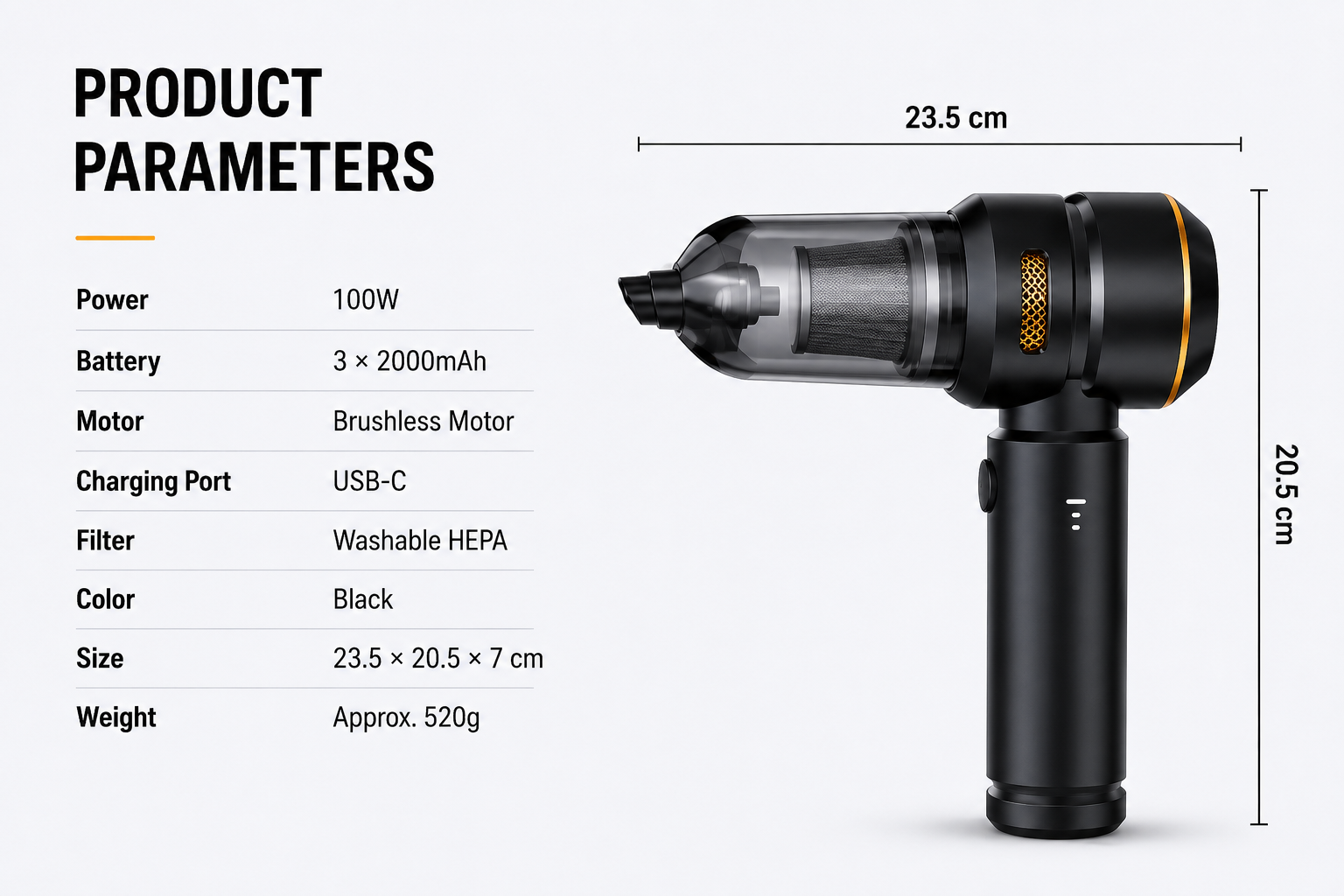 TurboVac Pro™ – Cordless Car Vacuum & Air Blower