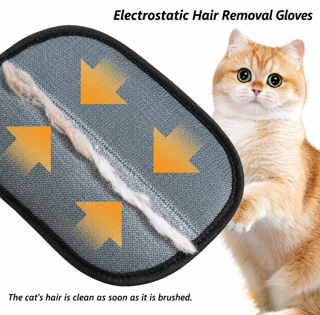 ElectroStatic Pet Hair Remover Glove – Reusable Fur & Lint Cleaner